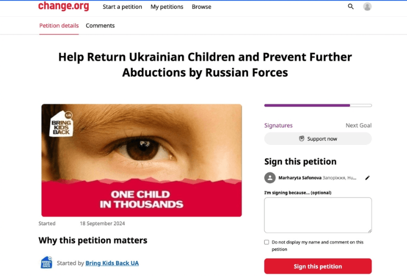 Sign the petition to help return Ukrainian children abducted by Russia